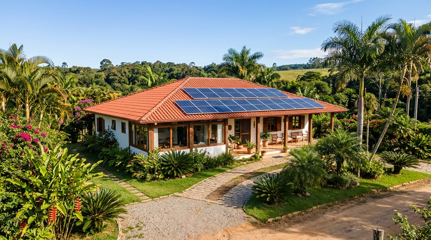 Instalação residencial com painéis solares - Eletrosol