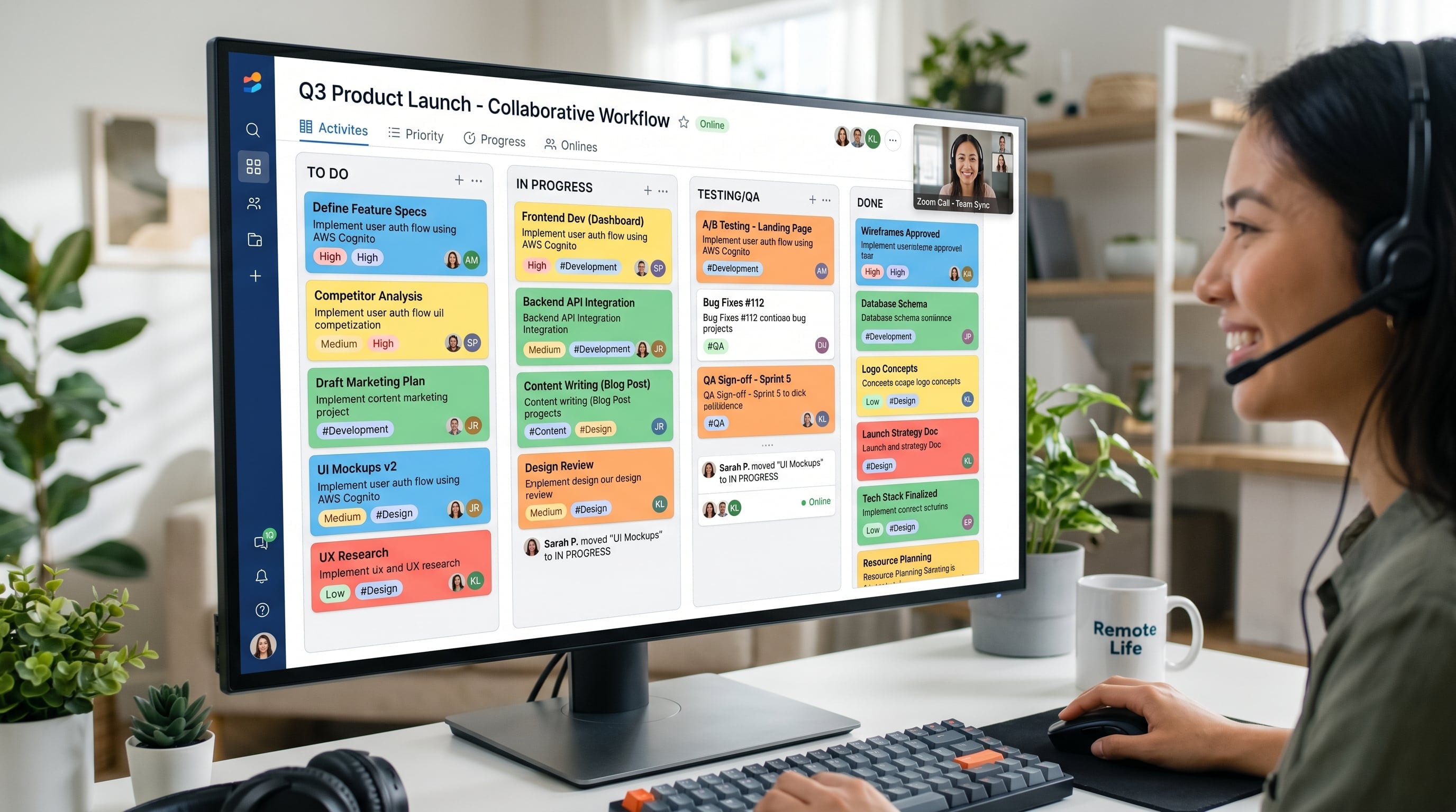 Tablero Kanban de gestión de proyectos remotos