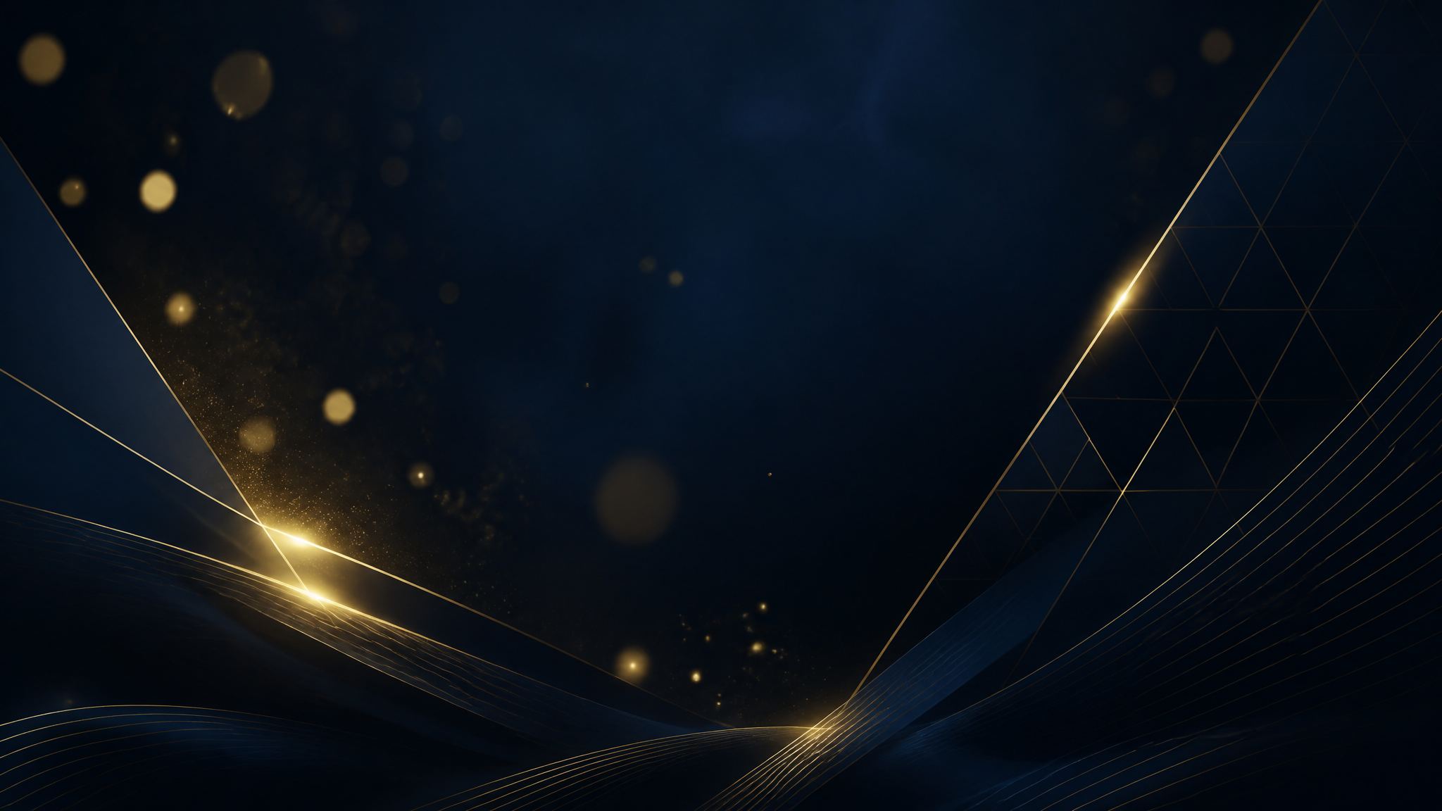 Premium dark navy abstract background with golden light accents