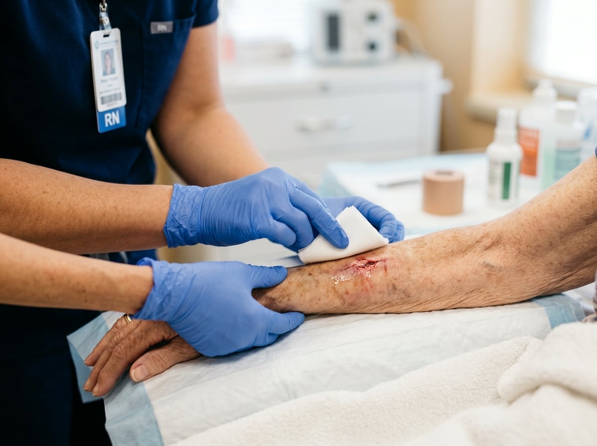 Nurse performing wound care