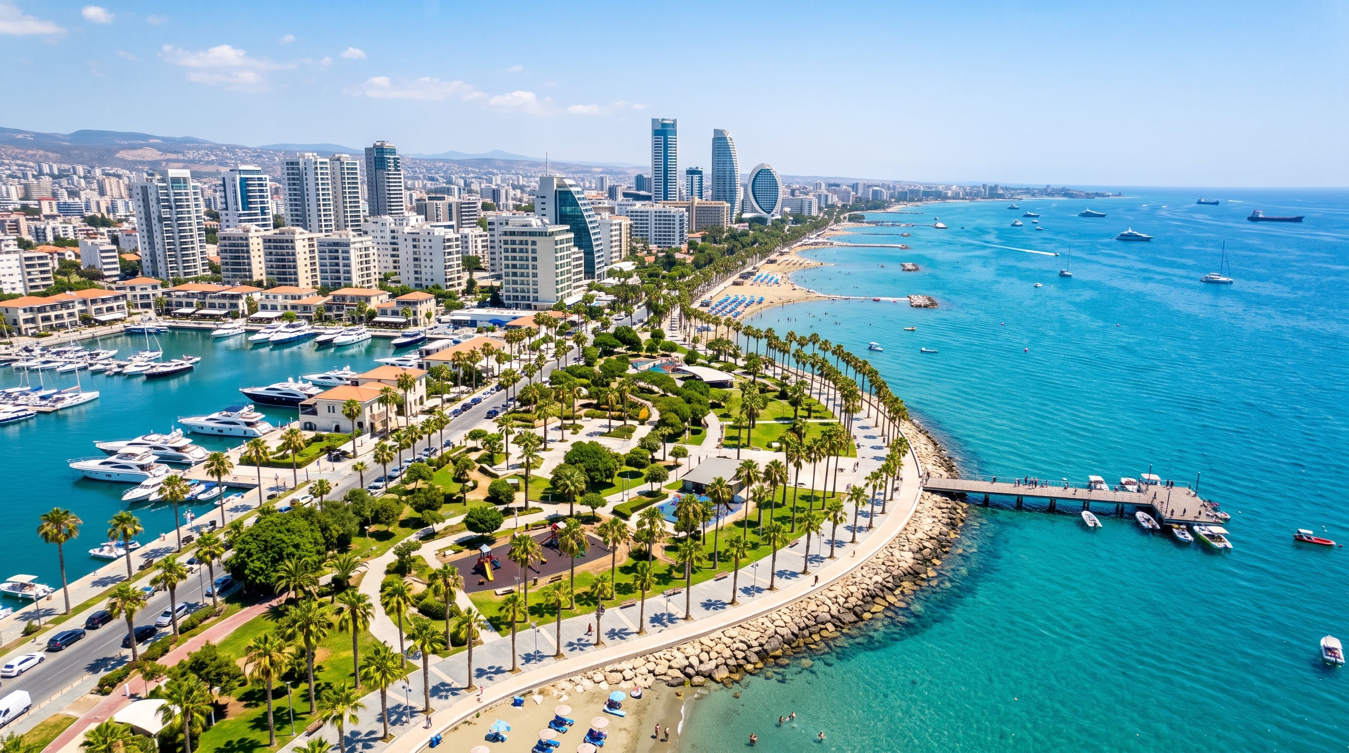 Limassol seafront aerial view