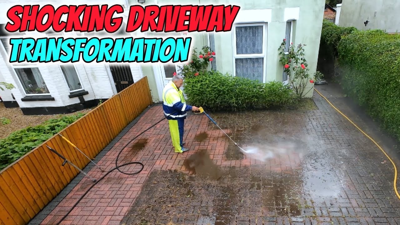 Driveway jet washing – before & after – Levenshulme