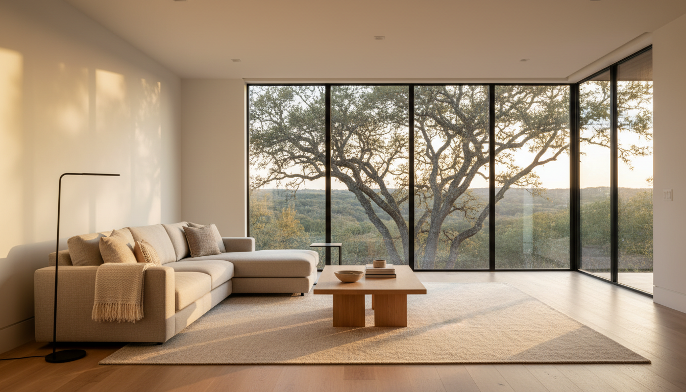 Modern living room with natural light