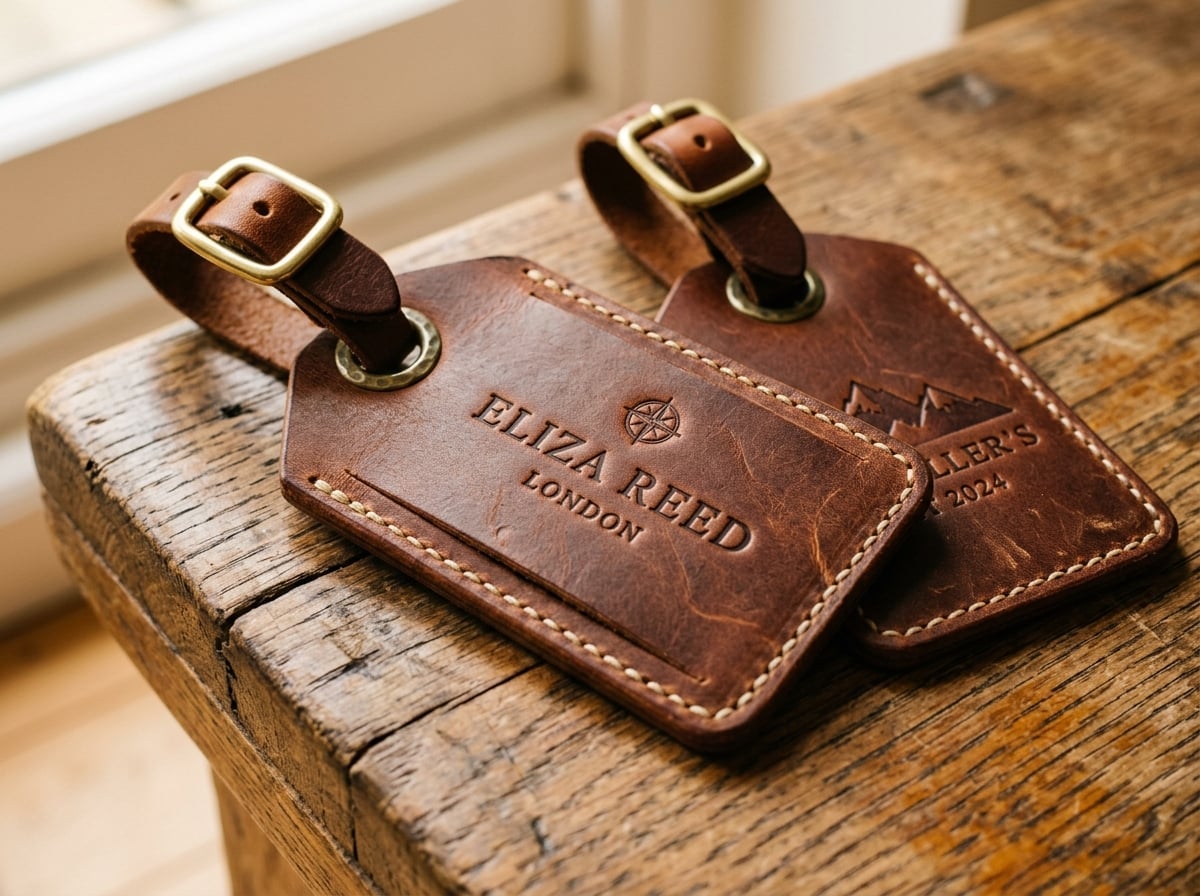 Handcrafted leather luggage tags by locAnt