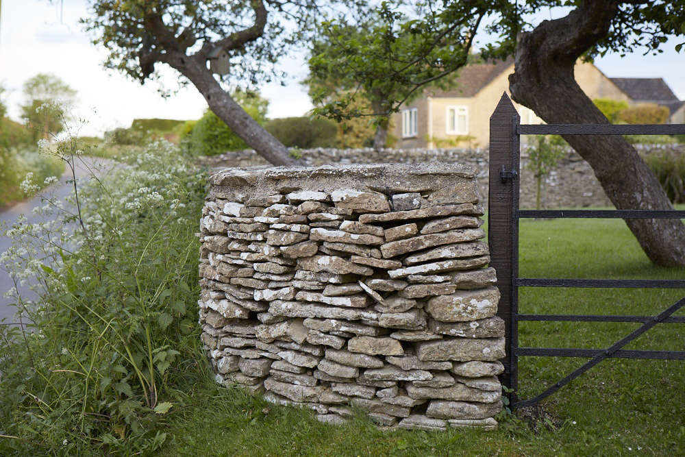 Dry stone garden wall