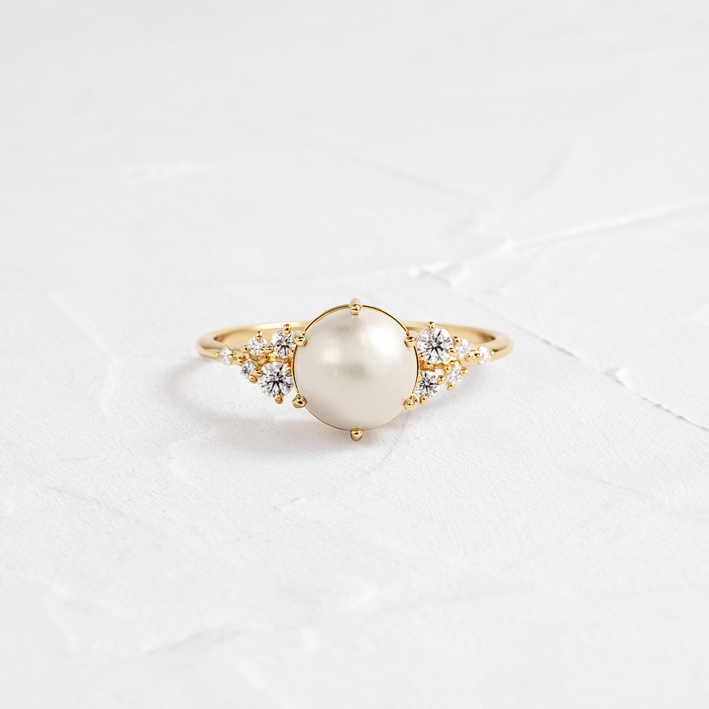 Pearl ring showcasing the stone's distinctive color and setting