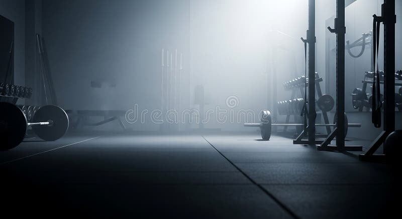 Modern gym with atmospheric lighting for workout training