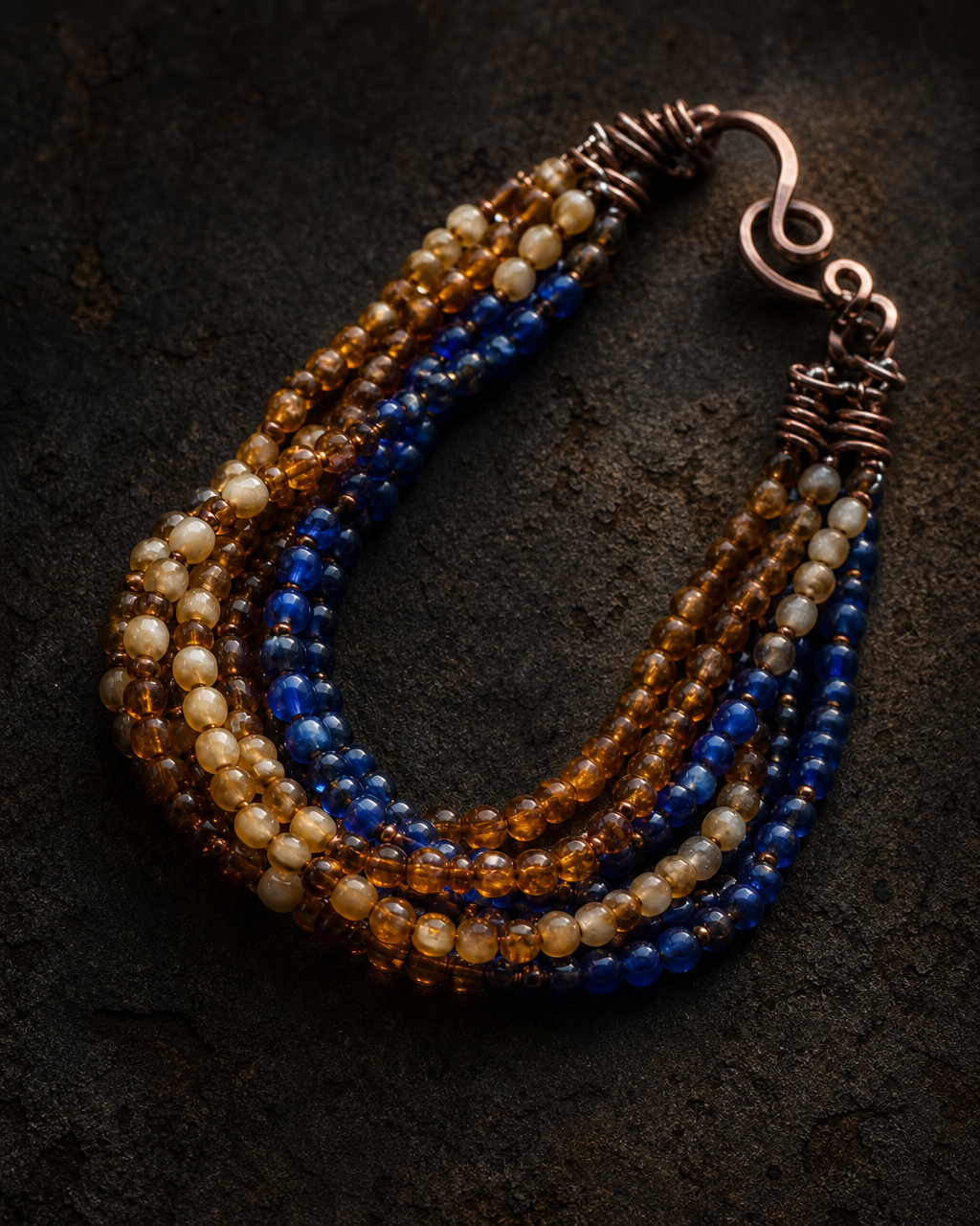 The Lalibela Strand, multi-strand recycled glass bead necklace