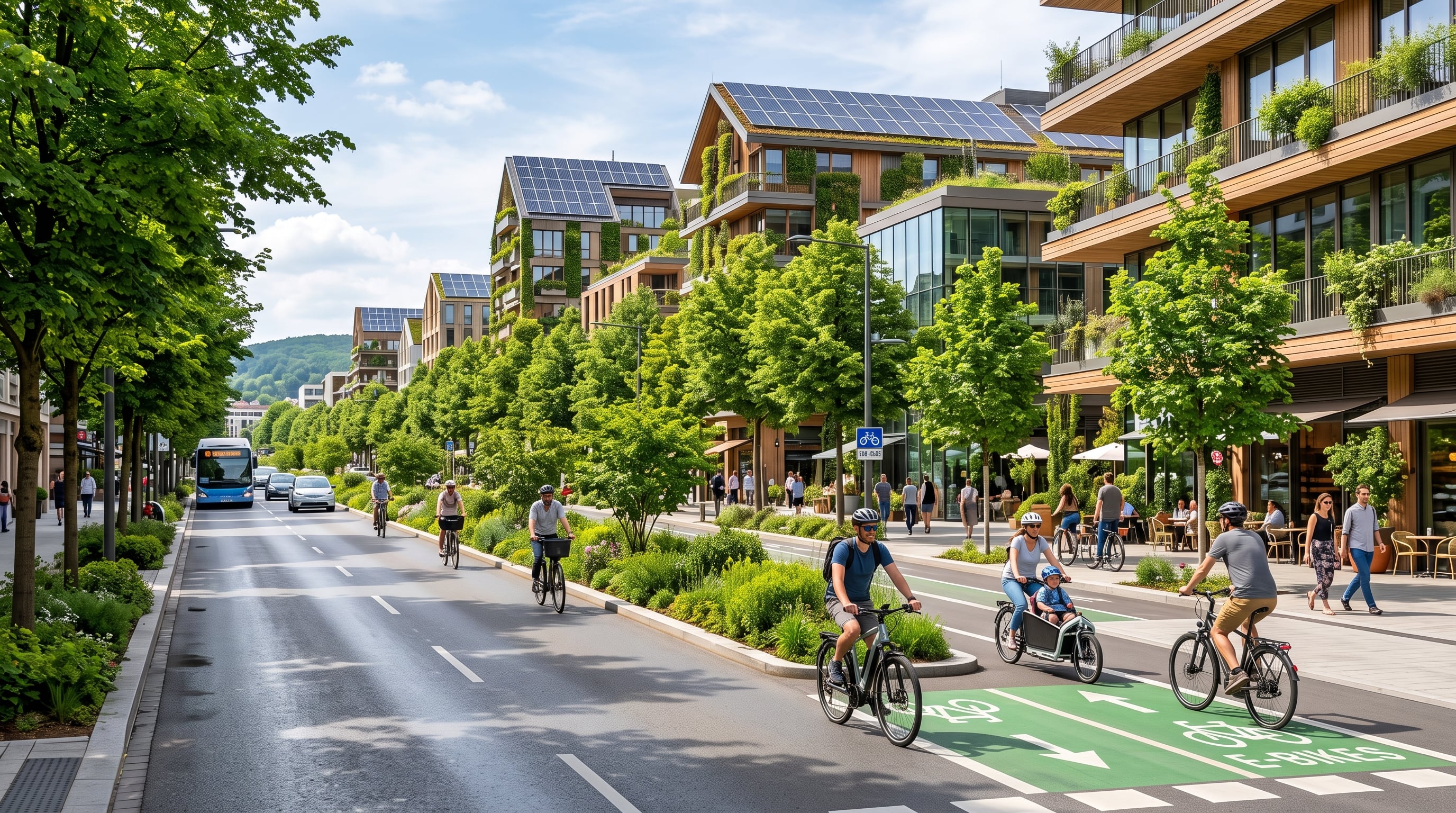 Green sustainable city with cycling infrastructure
