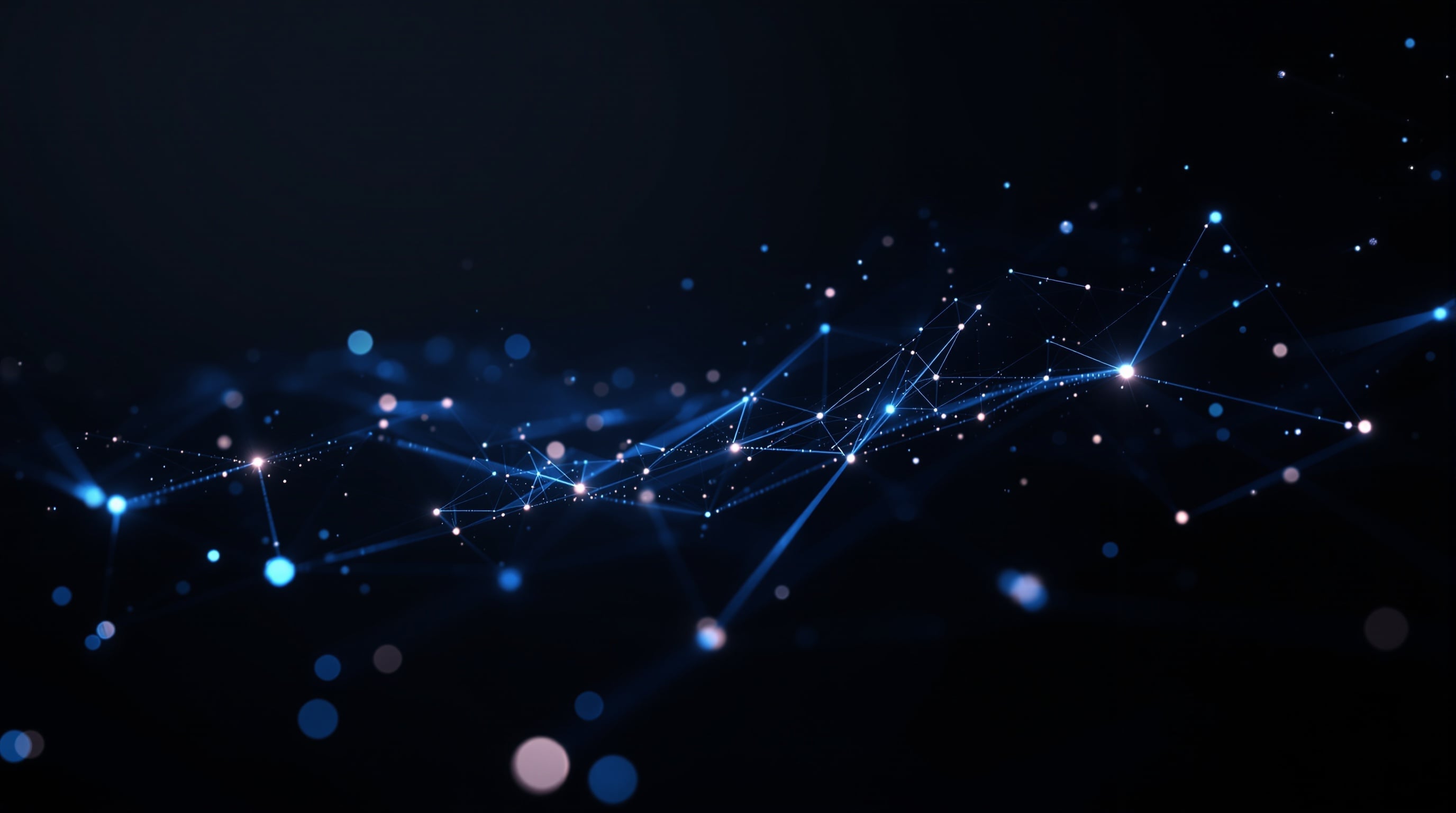 Abstract dark geometric background with neural network patterns
