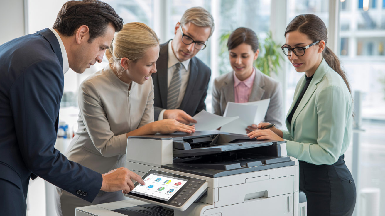 Office team using copier equipment