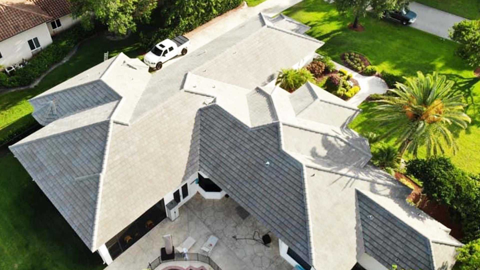 Completed residential roof with new tiles