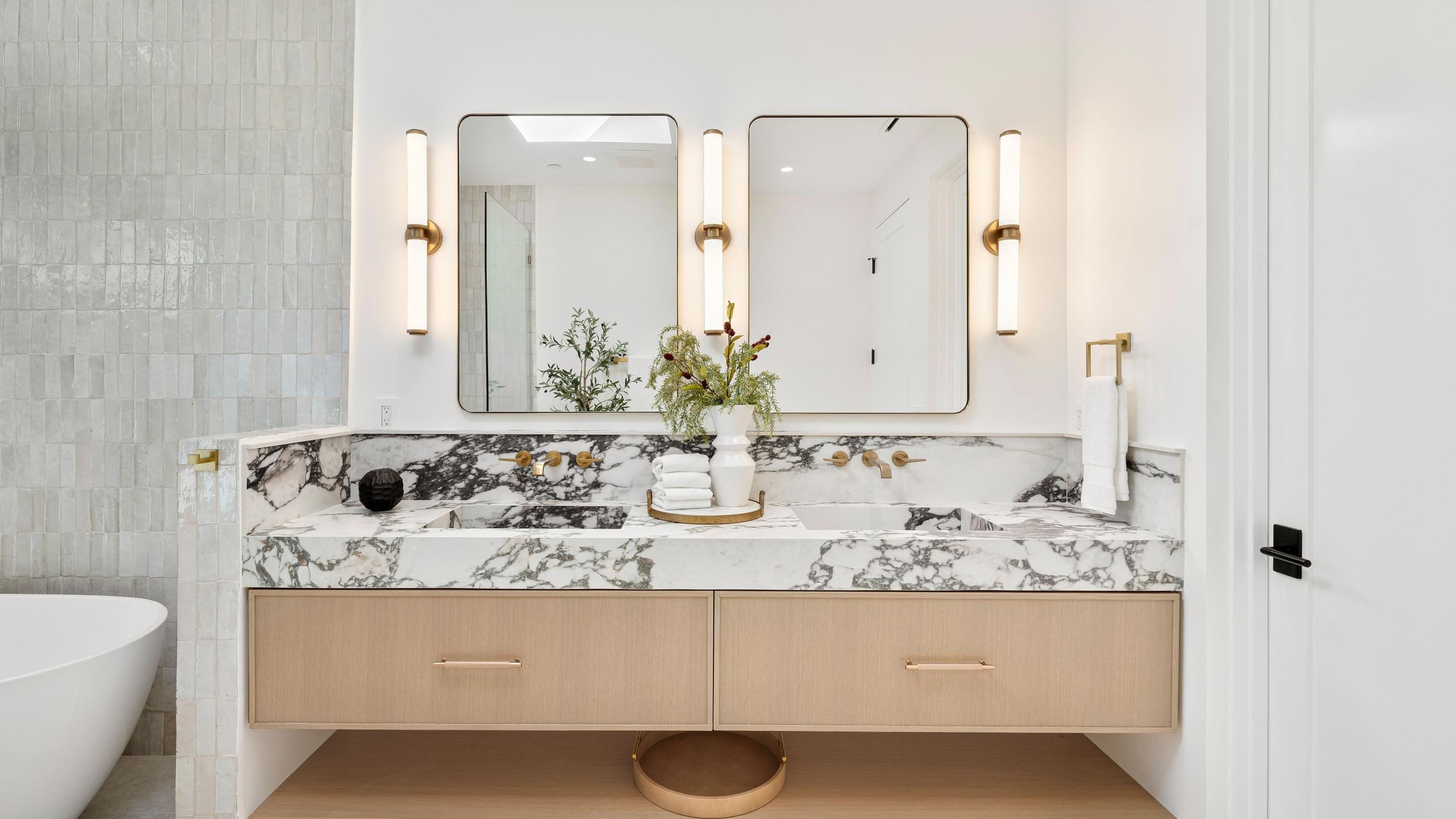 Full bathroom remodel with new shower tile and vanity in Miami-Dade