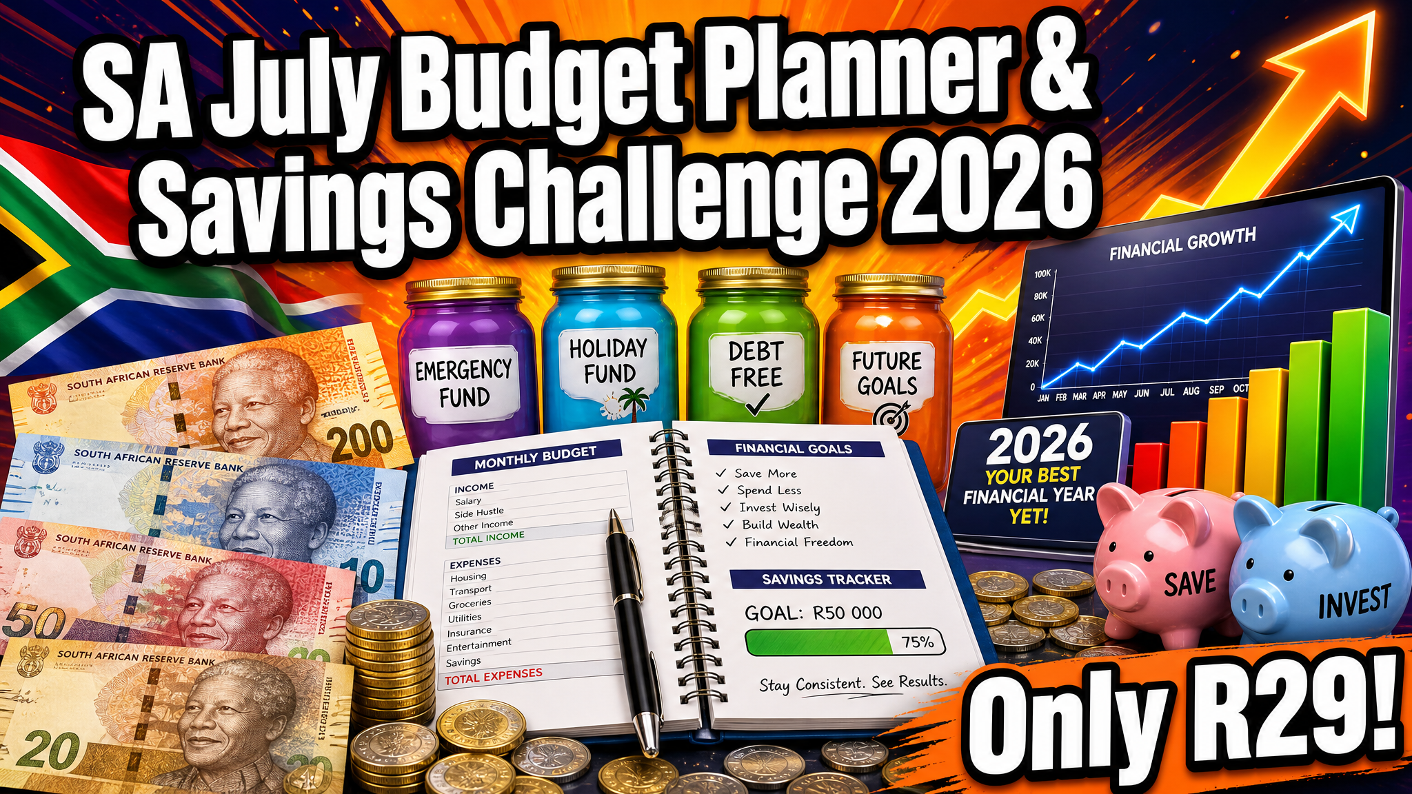 SA July Budget Planner & Savings Challenge 2026