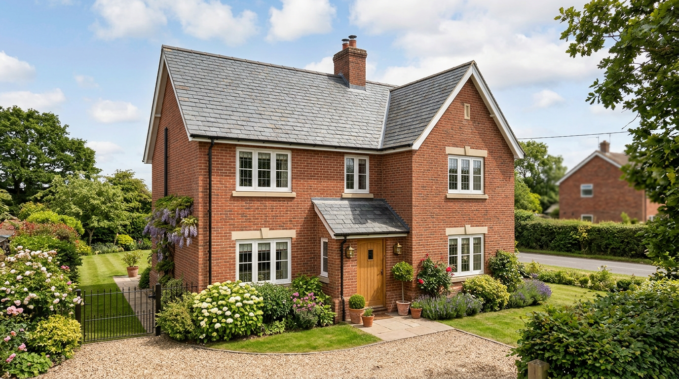 Traditional slate roof on a British property