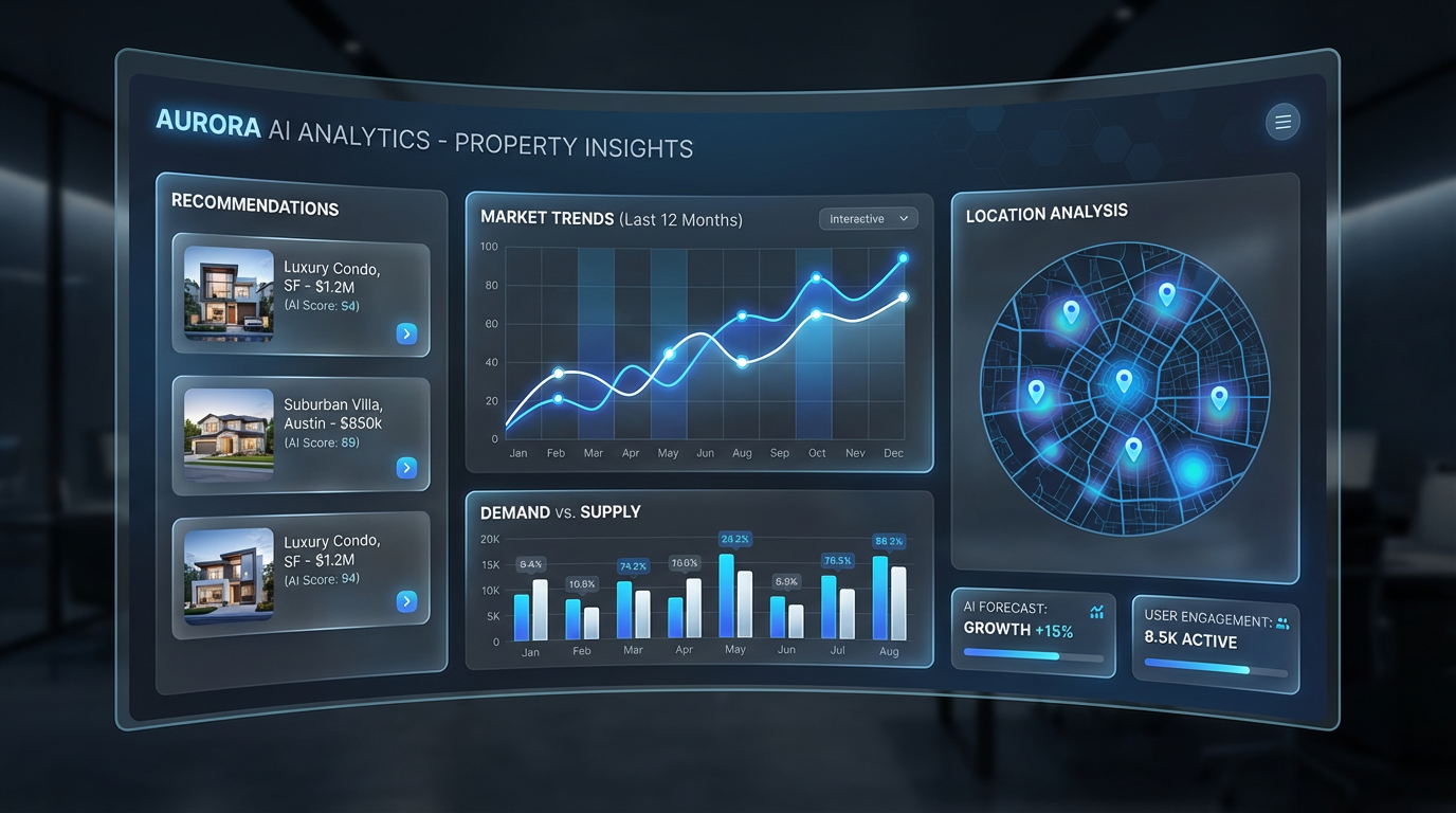Nest AI analytics dashboard showing property insights and market trends