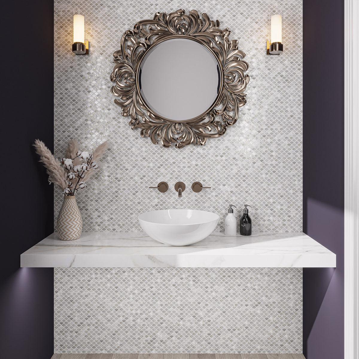 Premium mosaic tile detail in luxury bathroom