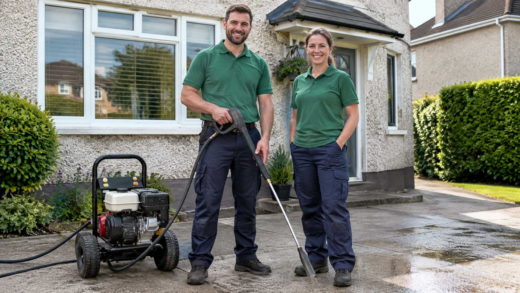 Cleaning team with equipment at an Irish home