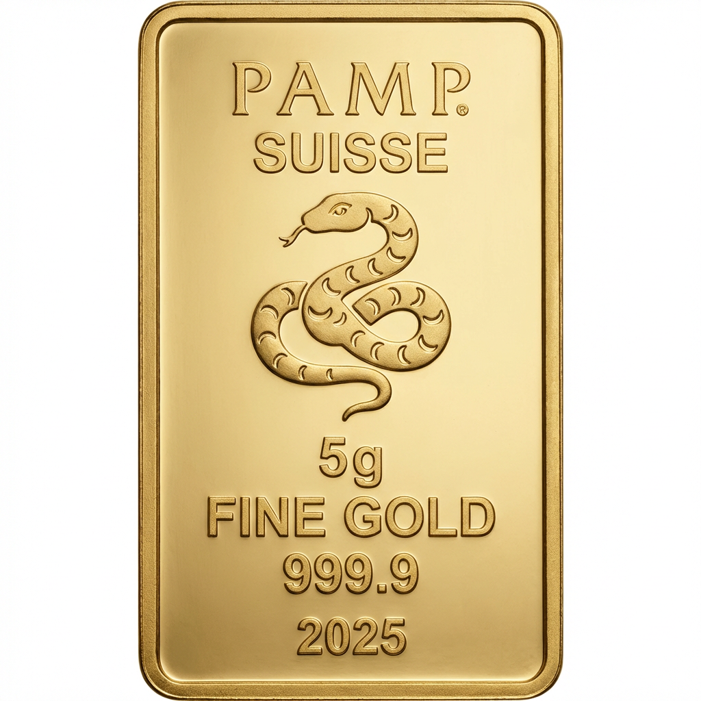 PAMP 5g Lunar Series Snake 2025 Gold Bar