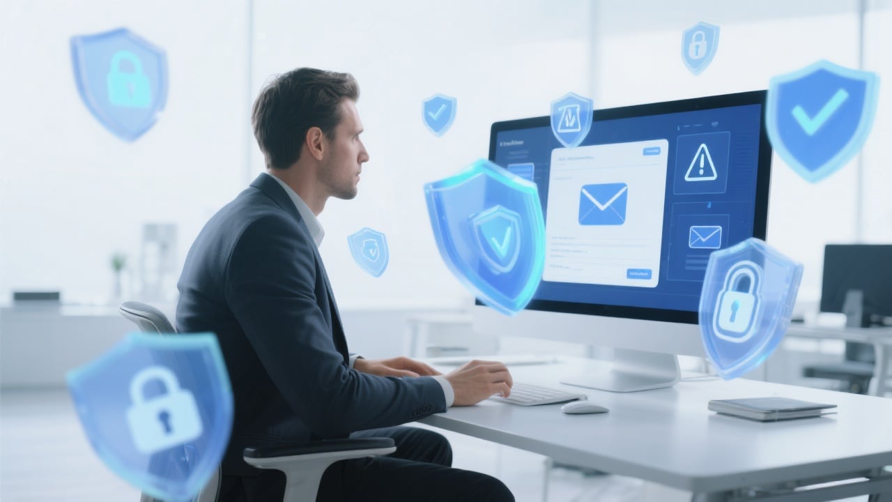 Professional working on email security analysis