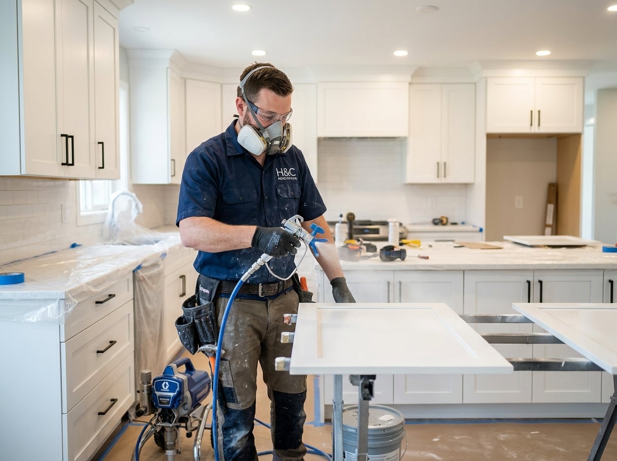 Spray painting kitchen cabinets
