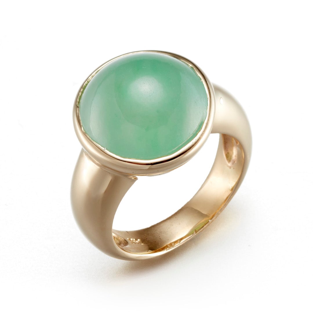 Jade ring showcasing the stone's distinctive color and setting