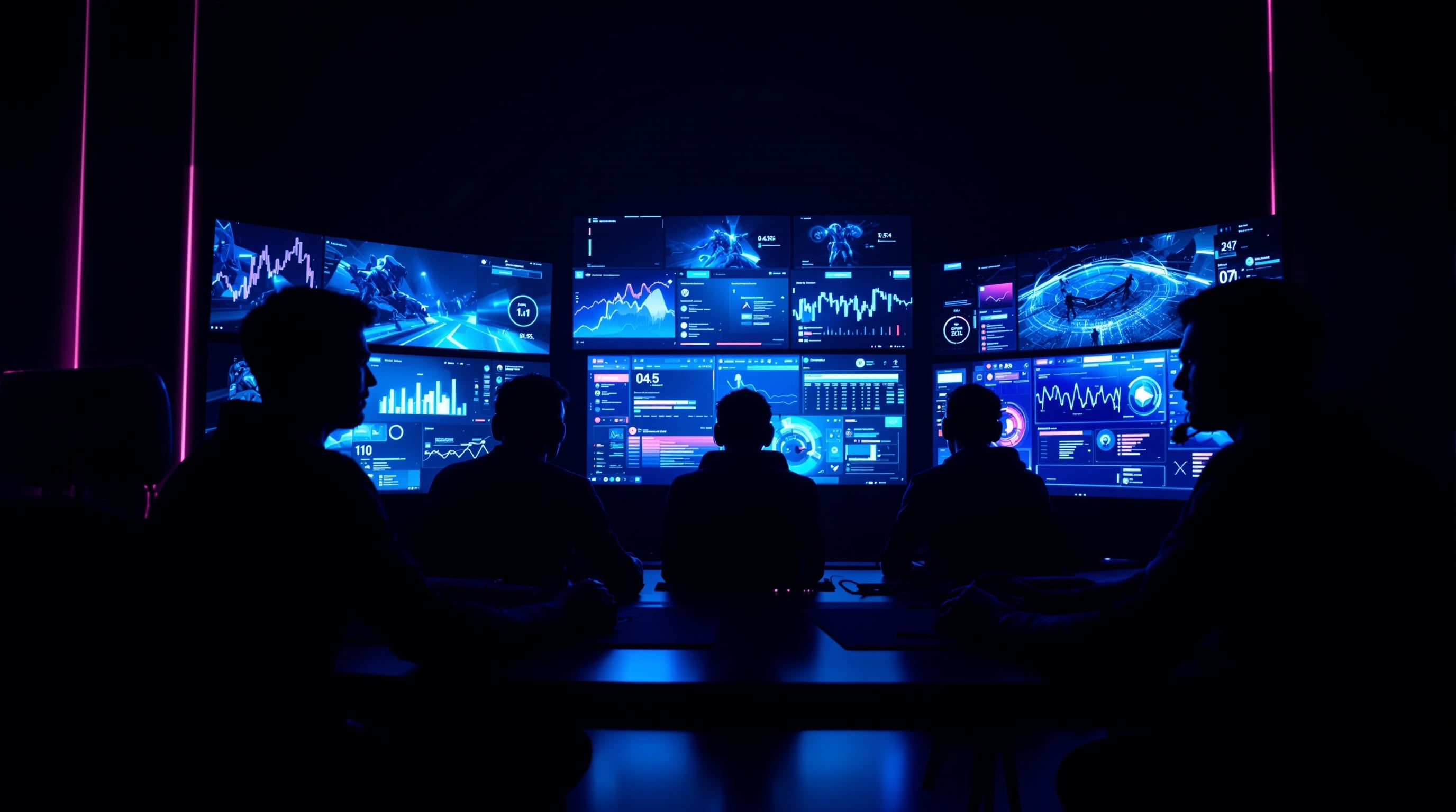 Esports coaching environment with monitors and team collaboration