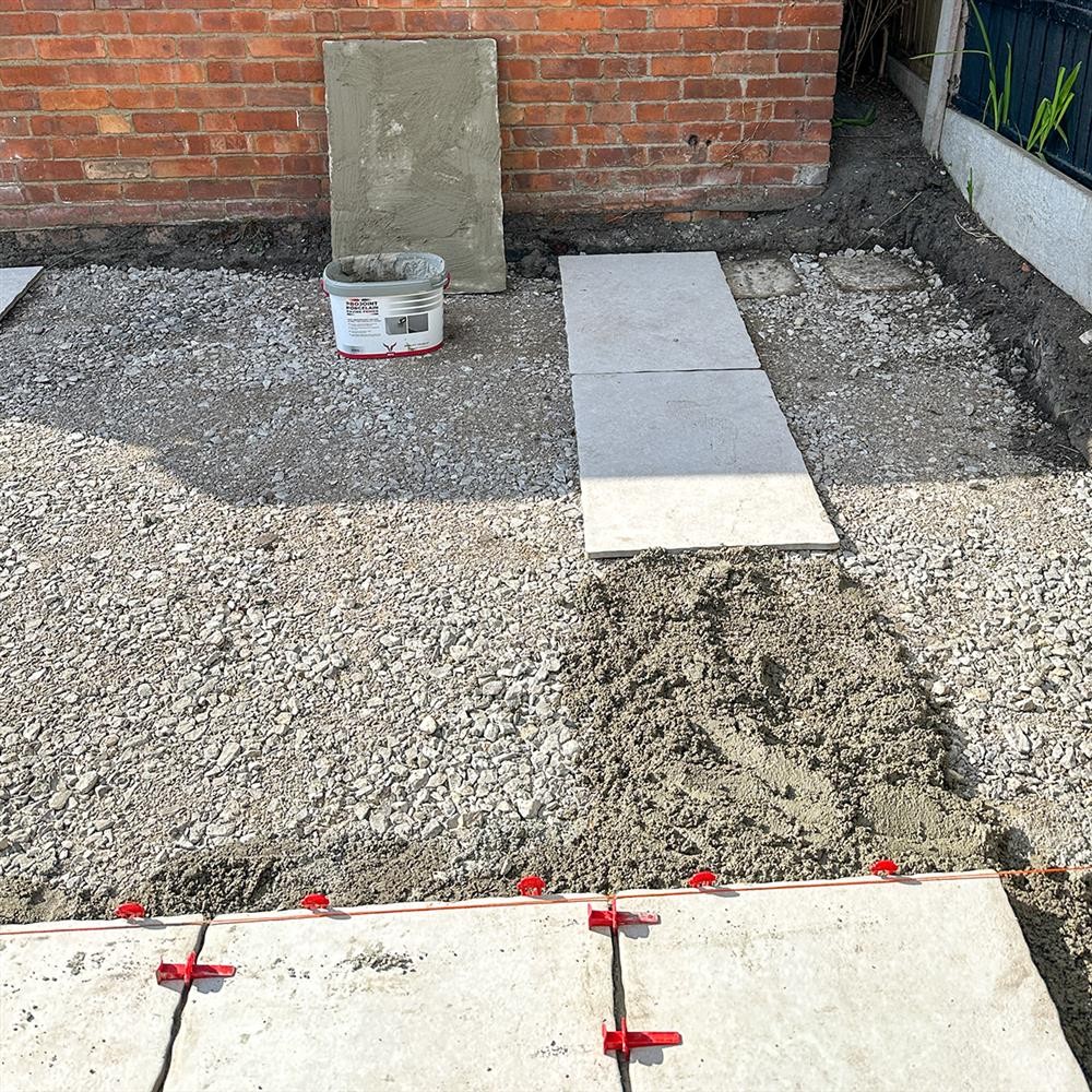 Natural stone patio installation