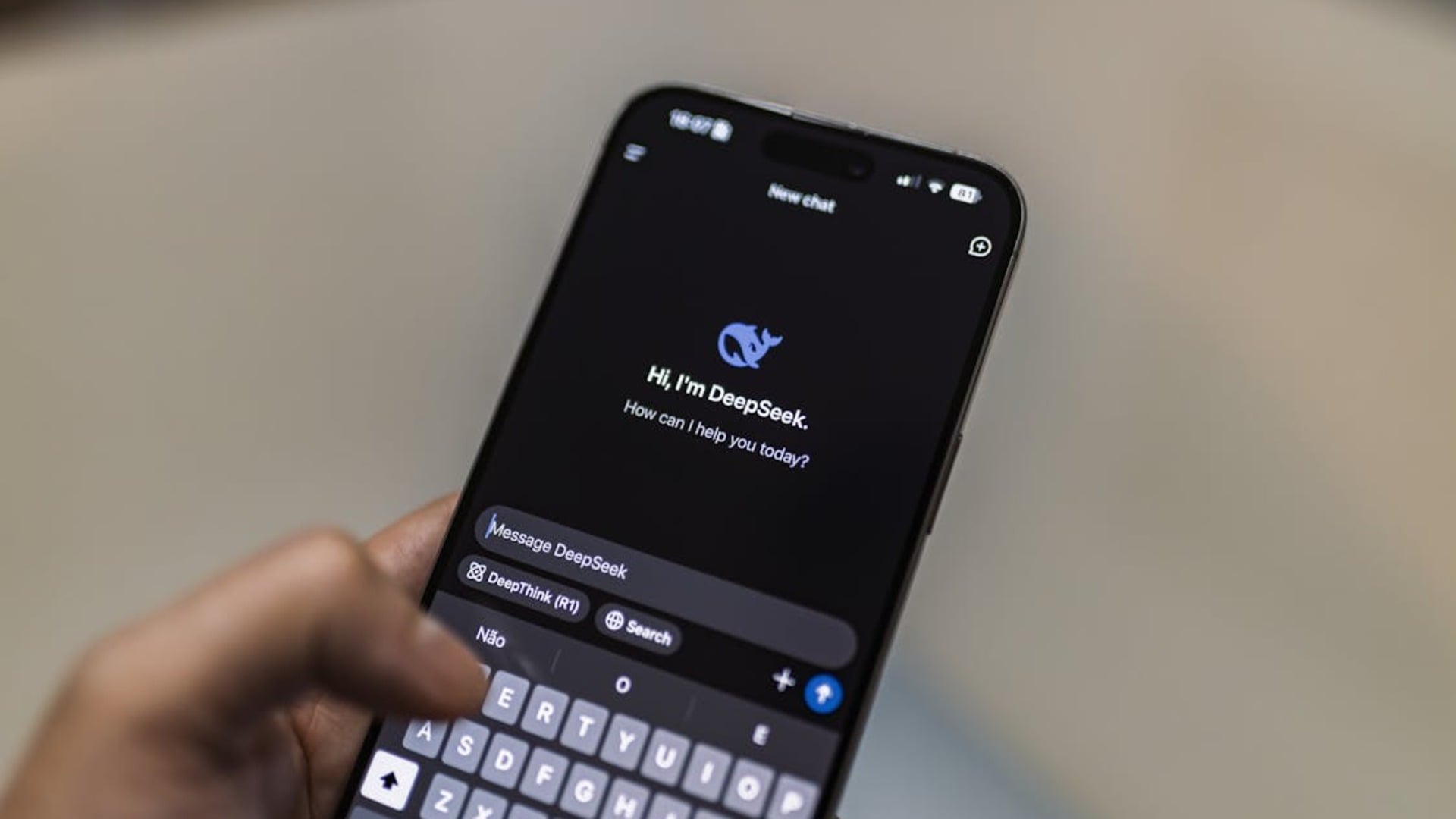 Smartphone screen showing live AI chatbot conversation interface