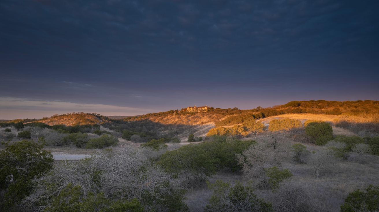 Aerial view of luxury homes in the Austin and Leander Texas Hill Country