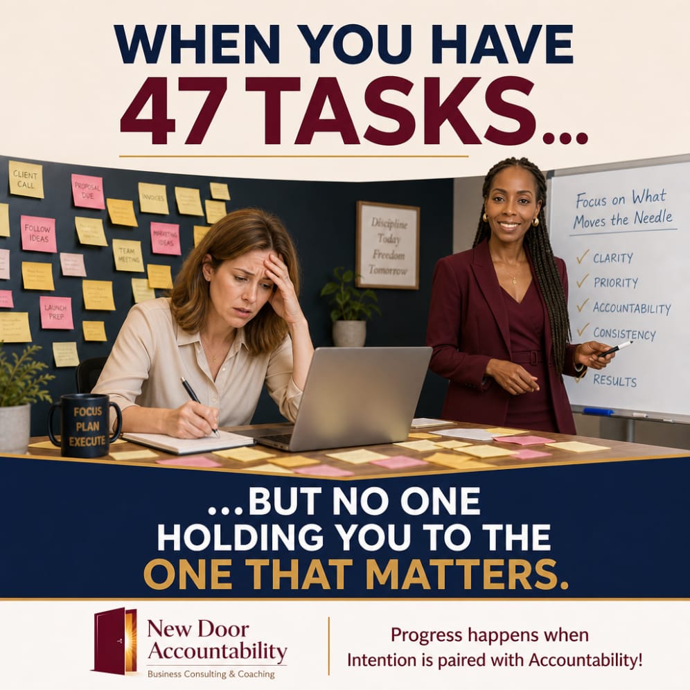 When you have 47 tasks but no one holding you to the one that matters — New Door Accountability