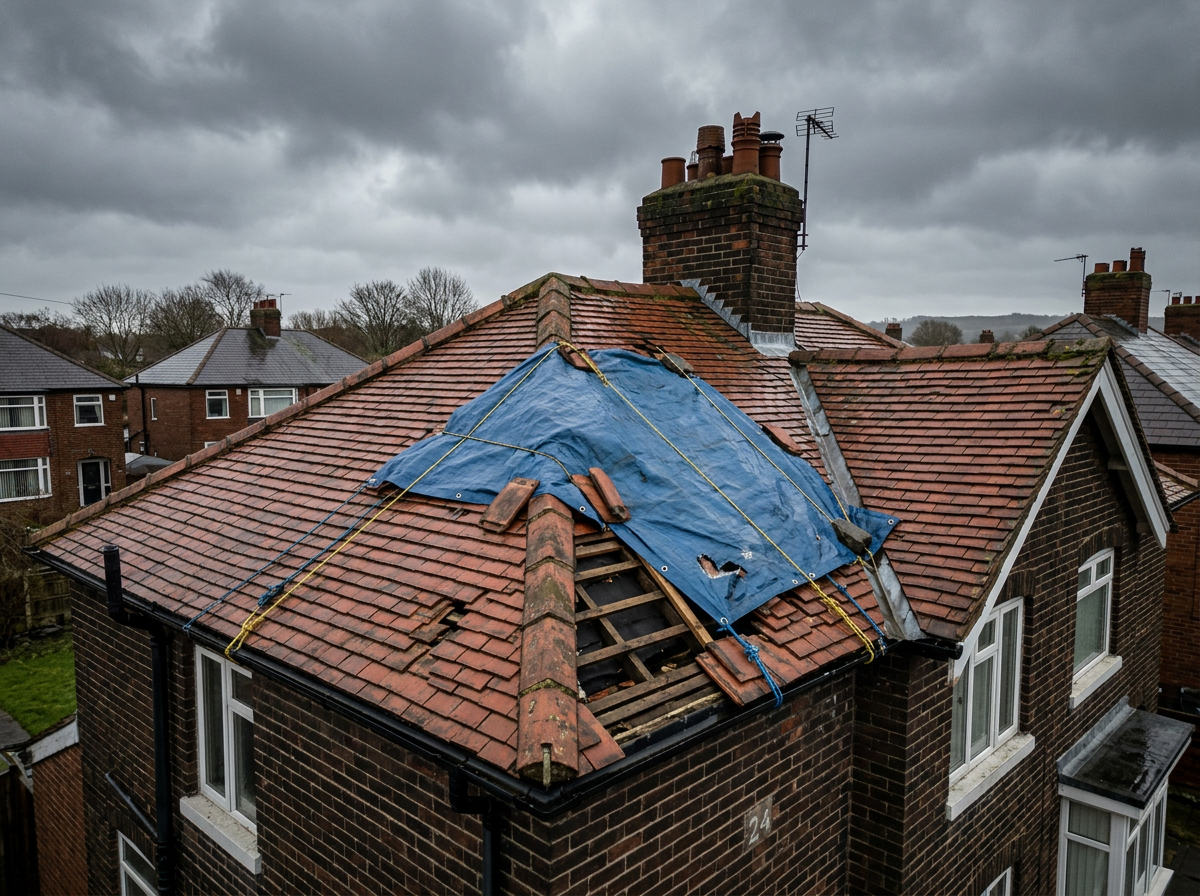 Emergency Roof Repairs on a UK home by Aviator Roofing Ltd