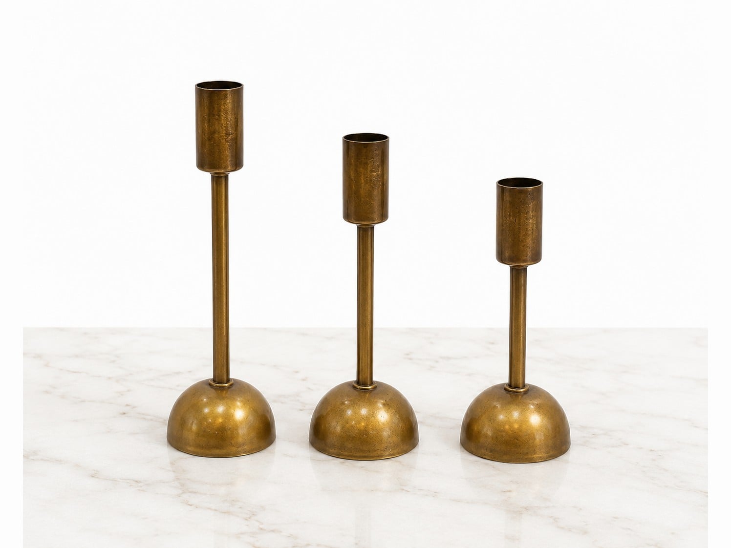 Brass Taper Candle Holders (Set of 3)