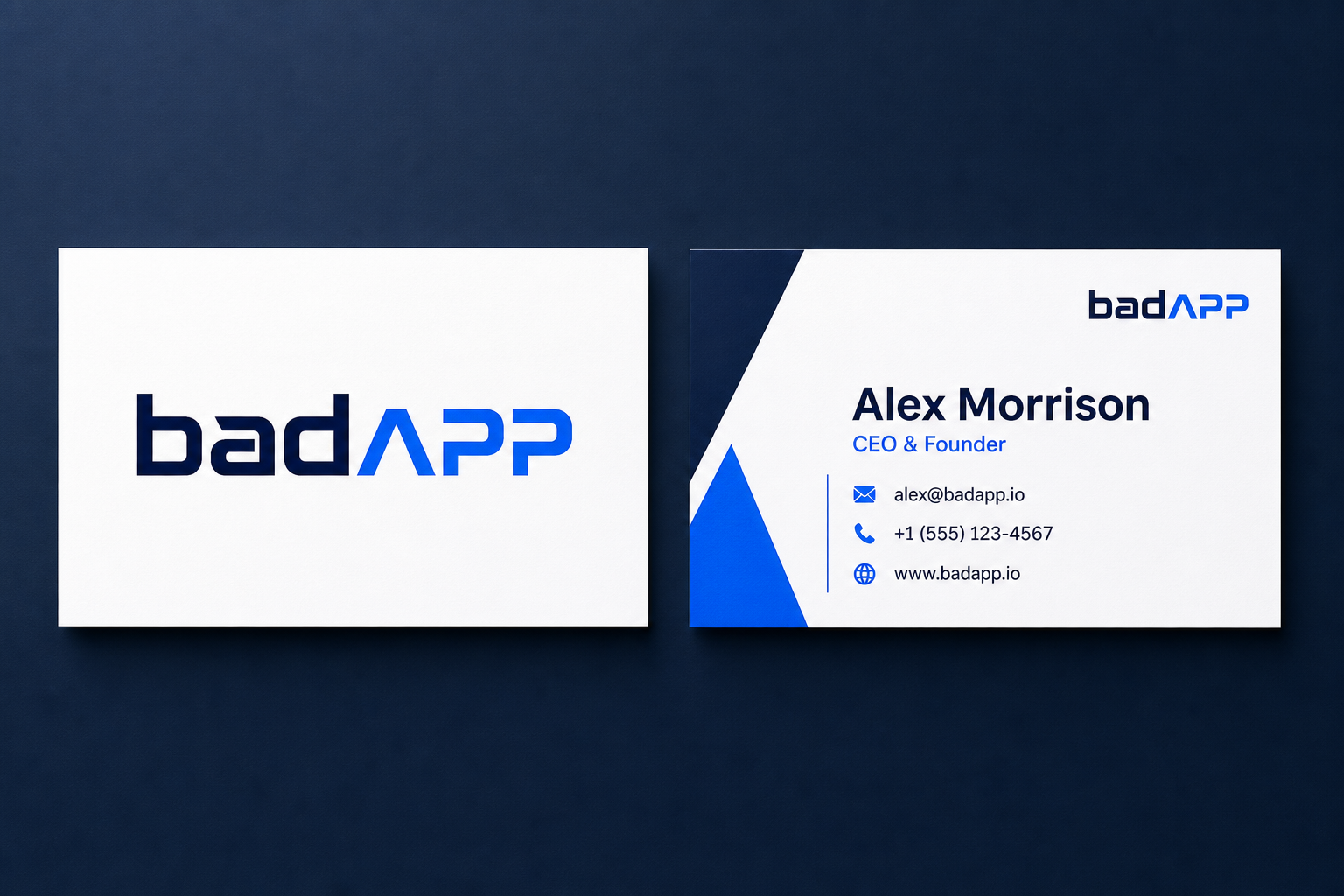 badAPP business card design front and back