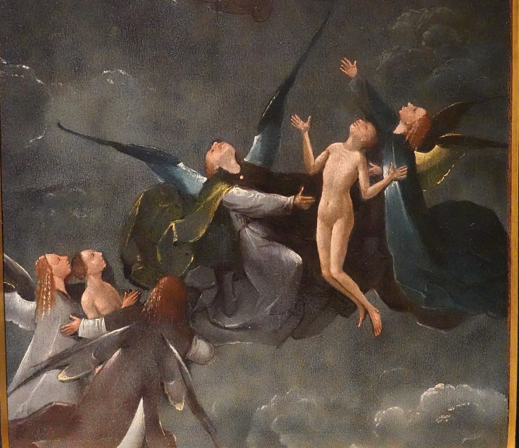 Hieronymus Bosch, Ascent of the Blessed: souls rising through a tunnel of light