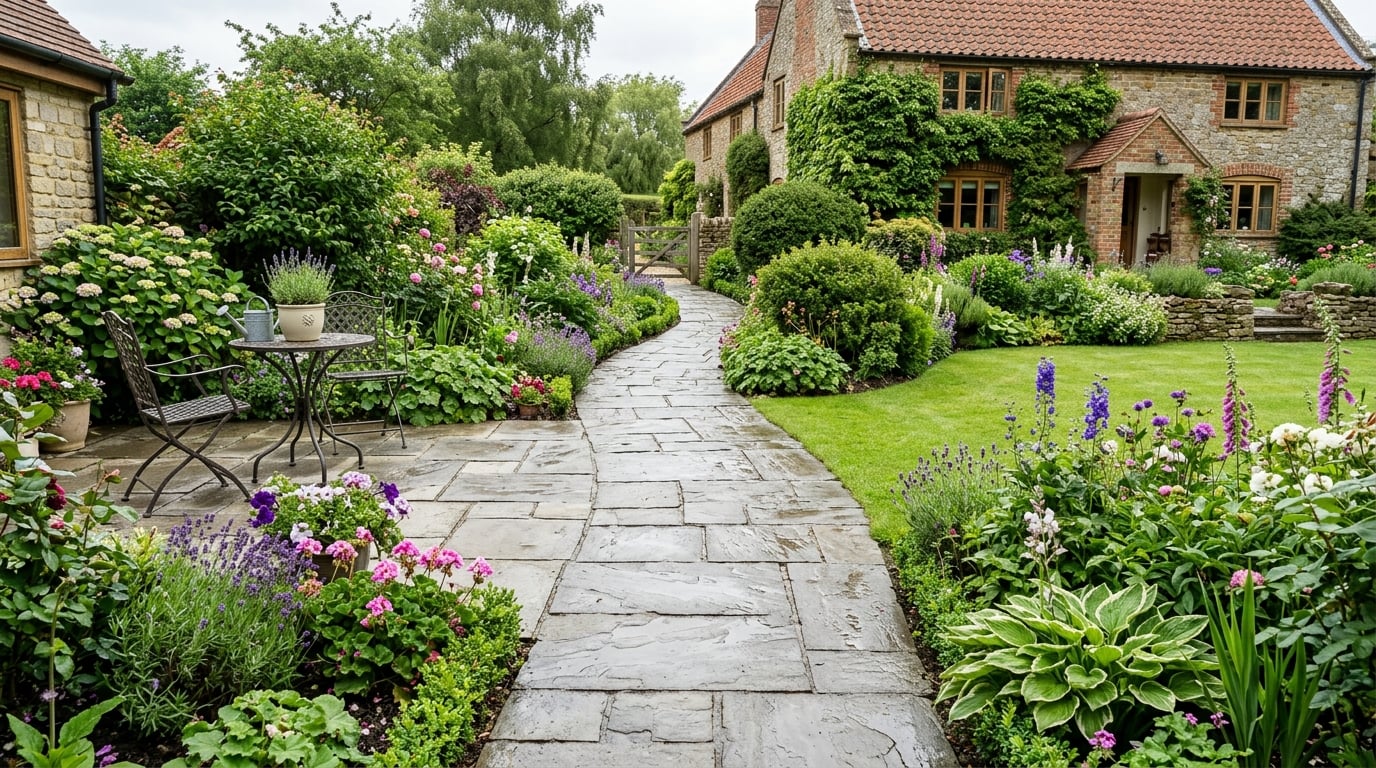 Clean flagstone garden path