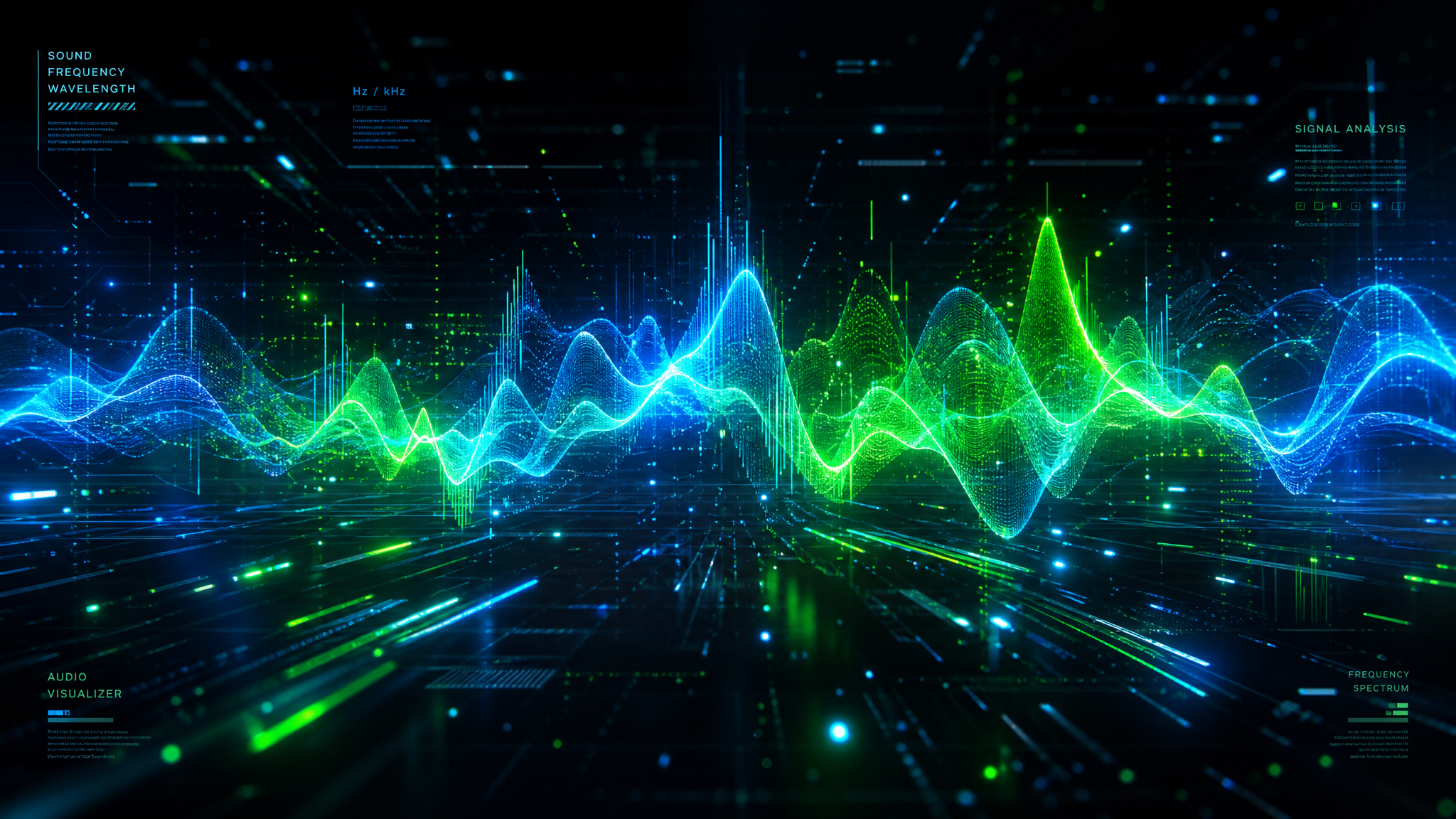 Fundo tecnológico com ondas de áudio