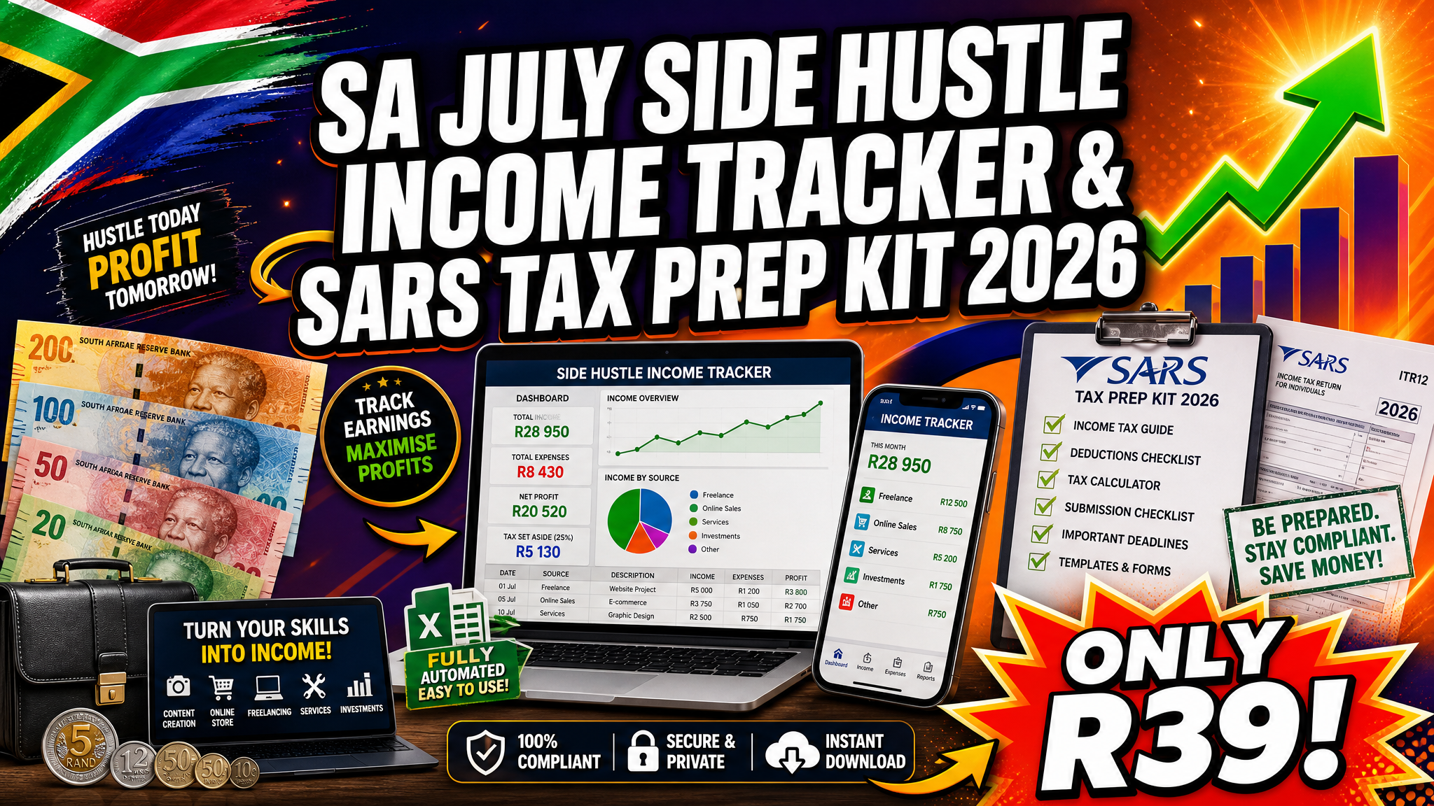SA July Side Hustle Income Tracker & SARS Tax Prep Kit 2026
