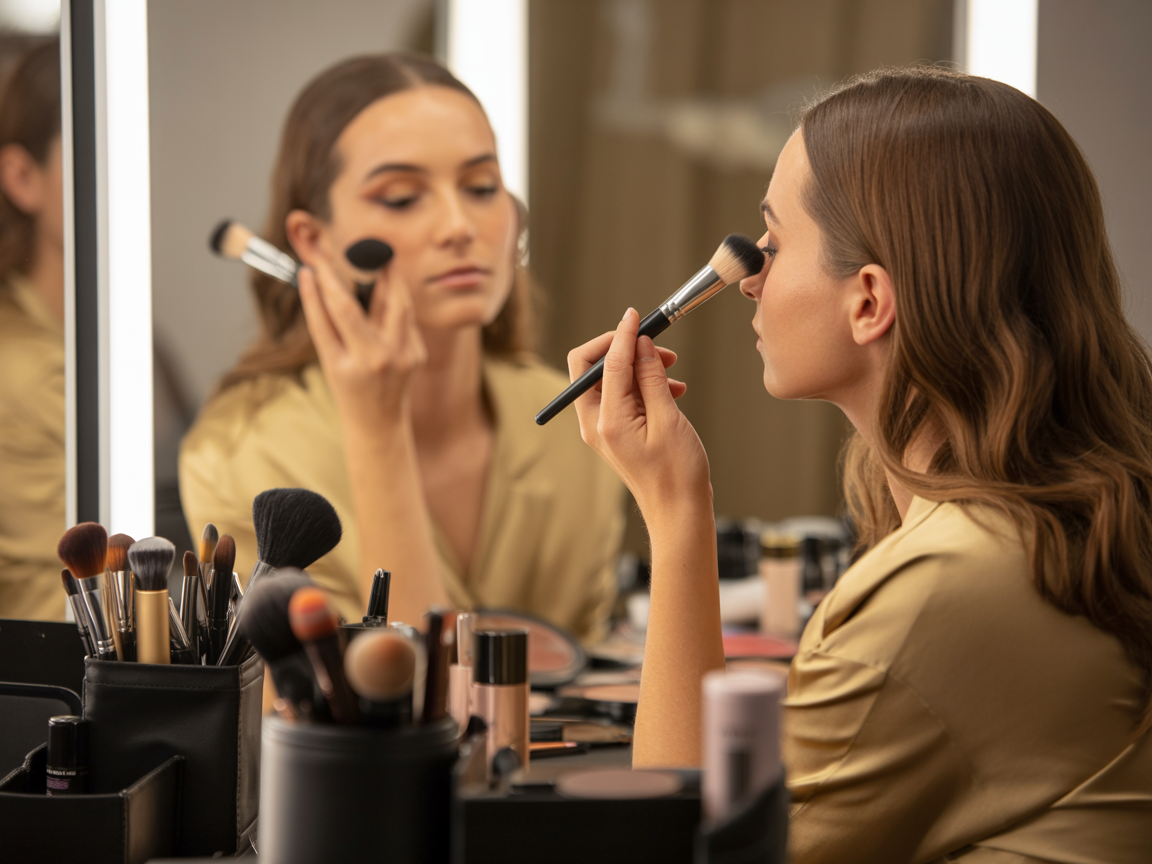 Makeup artist at work in elegant setting