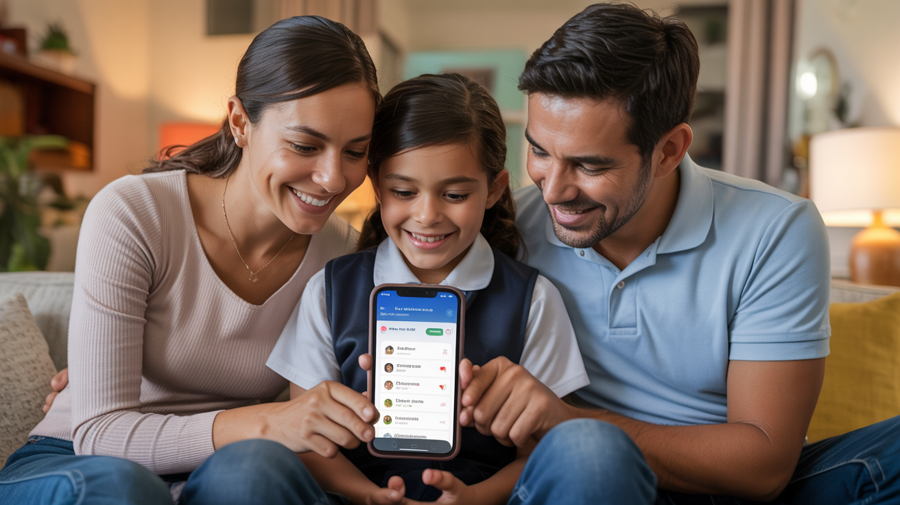 Familia usando IA School App
