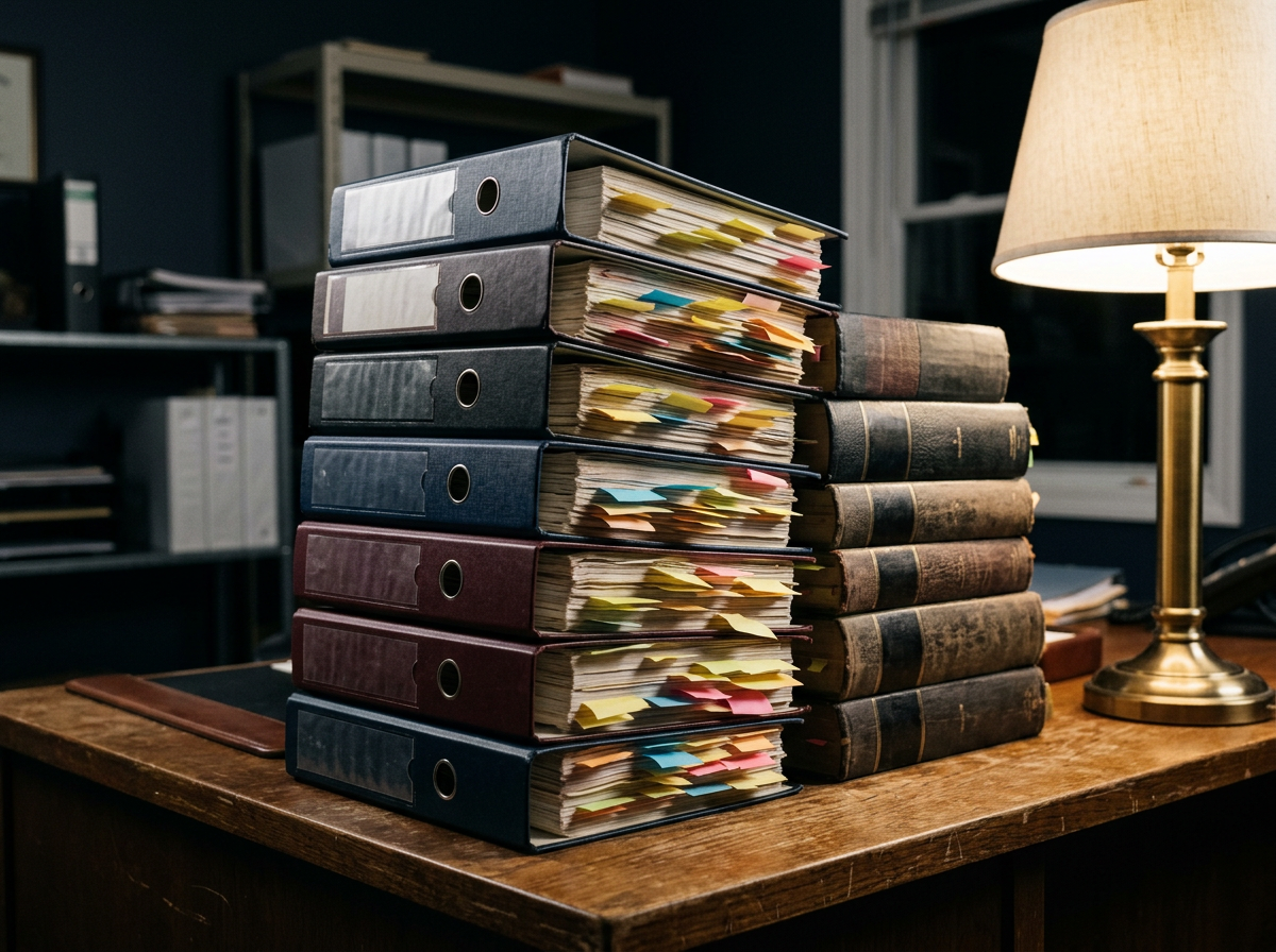 Shelf of VA regulation binders covering Title 38 and the M21-1 manual
