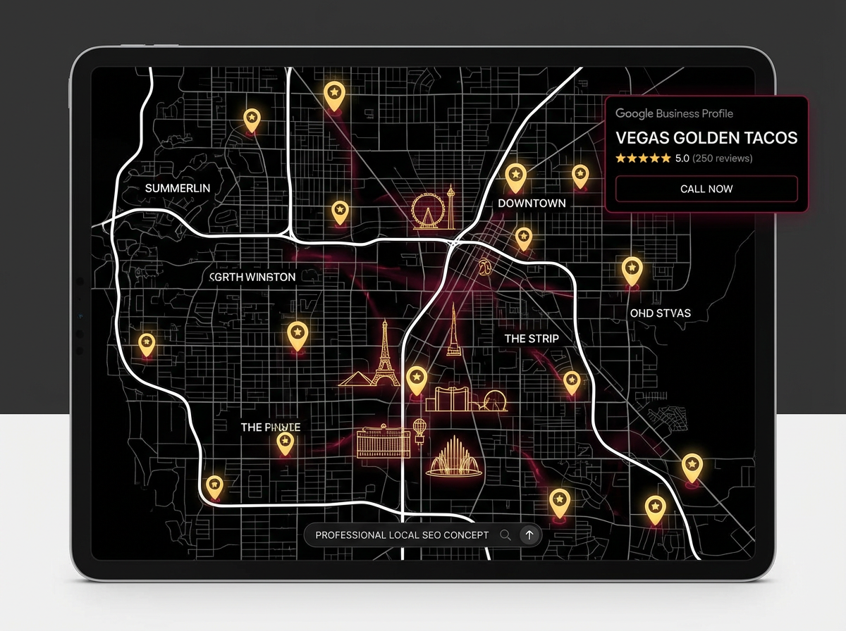 Local SEO - Map with location pins and Google Business Profile