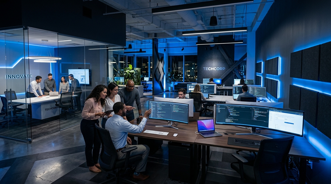 Shark Networks Colombia office workspace