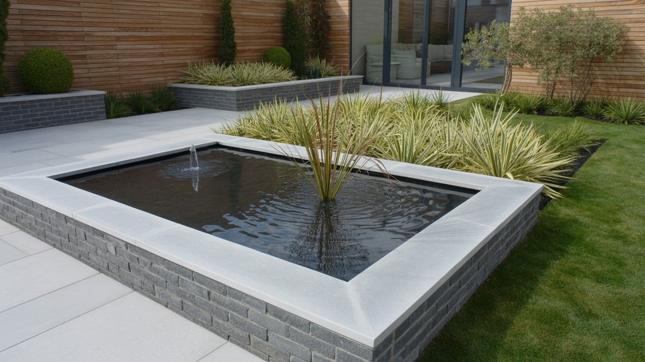 Modern garden with water feature