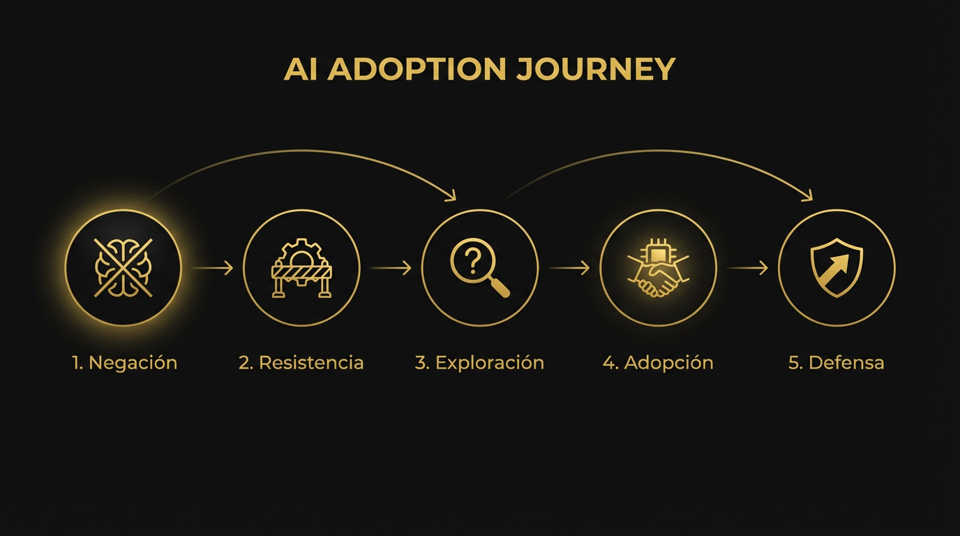 5 Fases psicológicas de adopción de IA