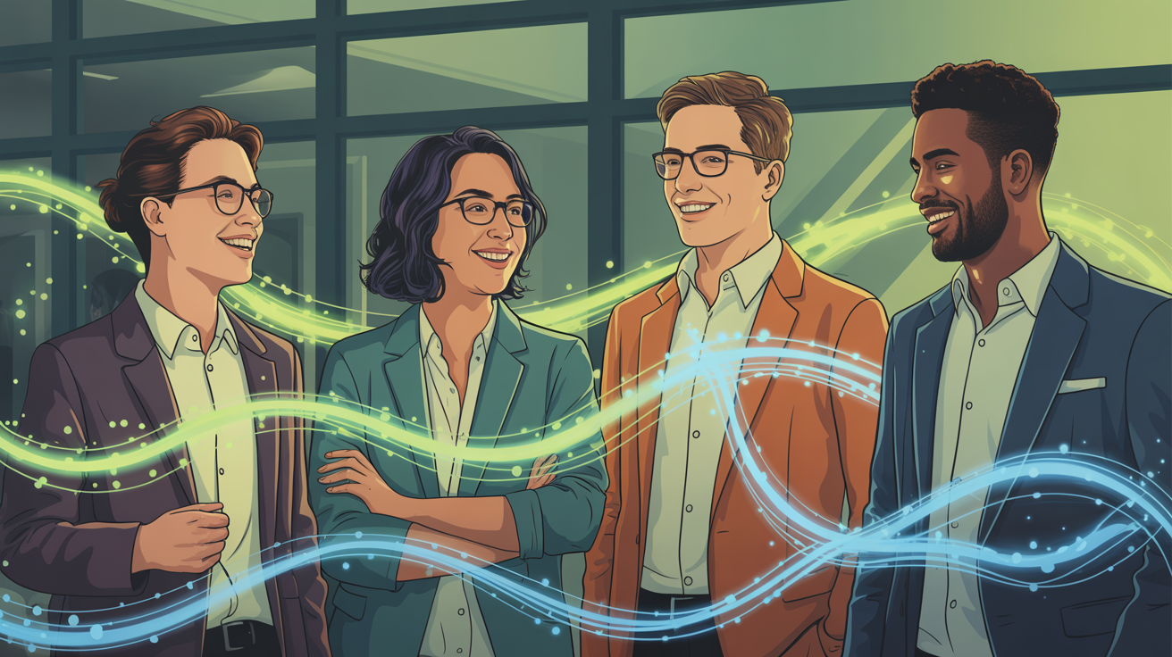 Diverse group connected by digital pathways