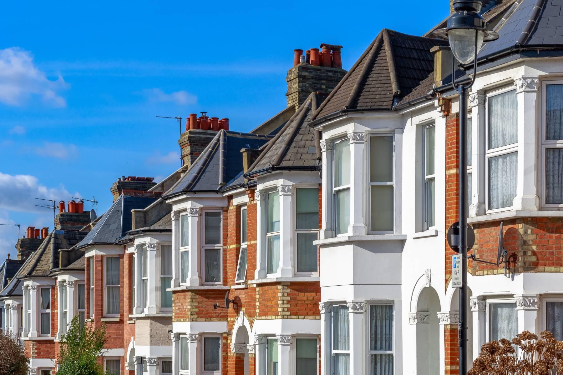 UK terraced houses with maintained roofs