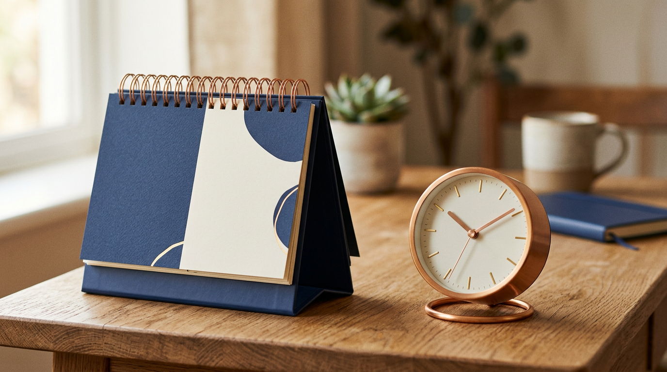 A desk calendar and clock, symbolizing there is no deadline to add these benefits