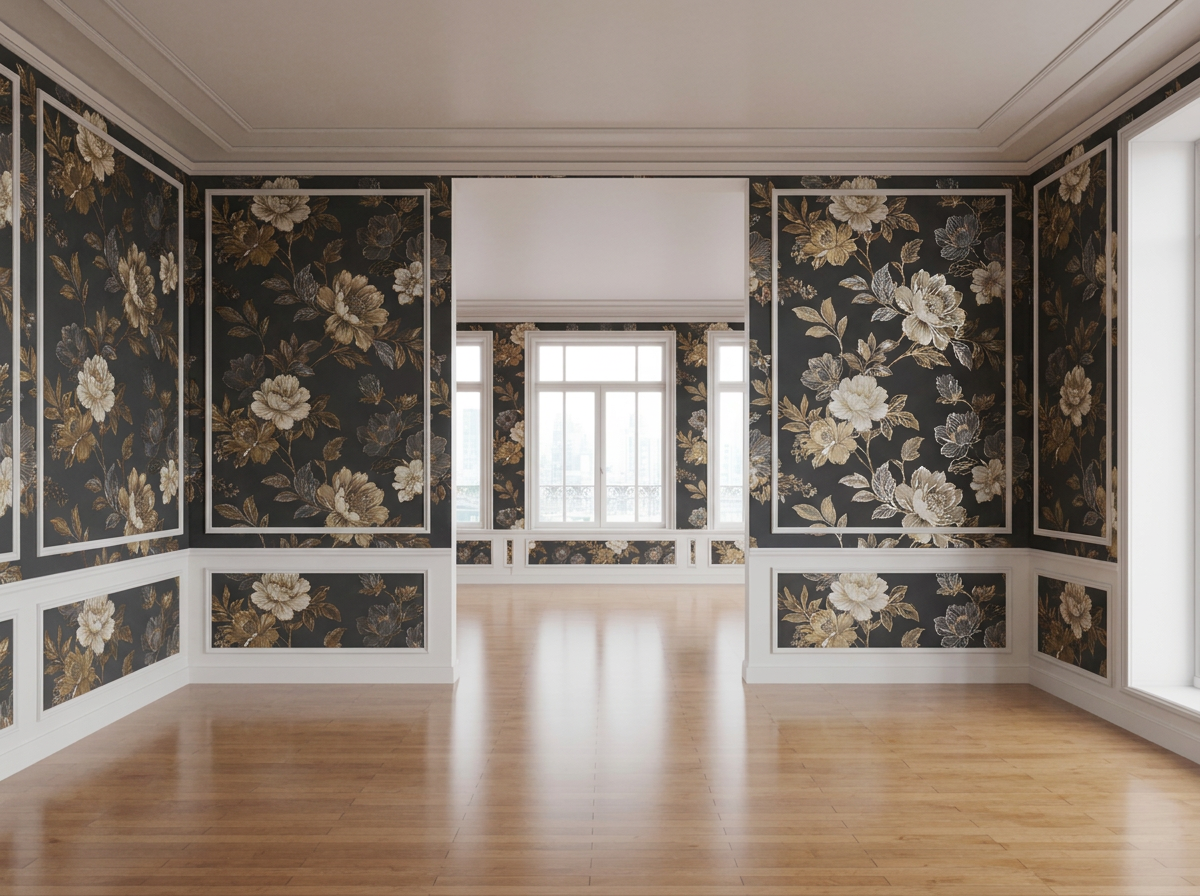 Living Room Transformation - After wallpaper installation