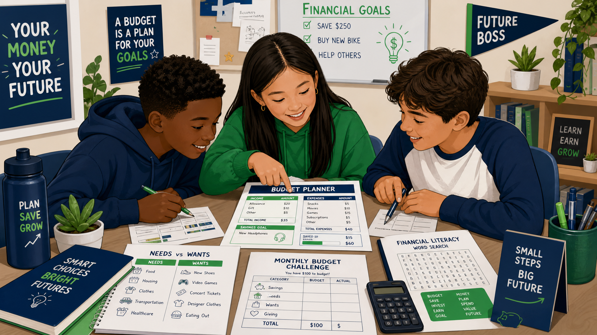 Kids learning budgeting together